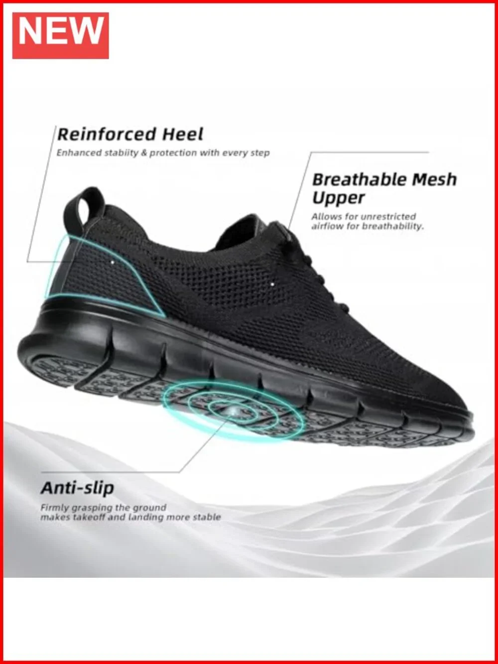 Men's Casual Oxfords Mesh Walking Sneakers Lightweight Soft Sole Memory Foam